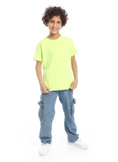 Andora Crew Neck Basic Boy's T-Shirt_Lemon  - Image 5