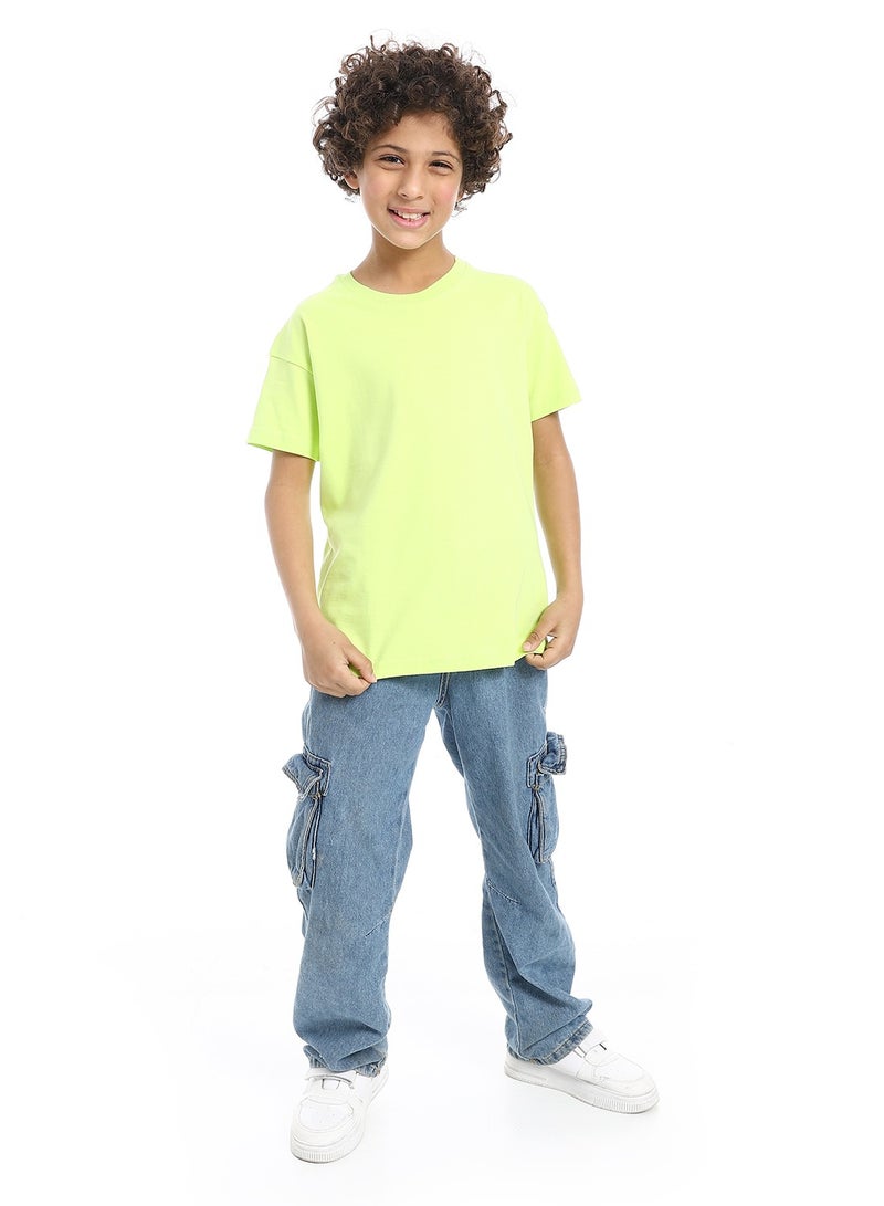 Andora Crew Neck Basic Boy's T-Shirt_Lemon - Image 5