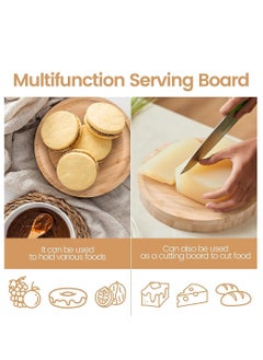Generic Bamboo Cheese Board and Knife Set, 9.8inch Round Charcuterie Boards, Personalised Serving Platter with Slide-Out Drawers Design, Unique House Warming Gifts, New Home, Picnic，Holiday Gifts  - Image 4