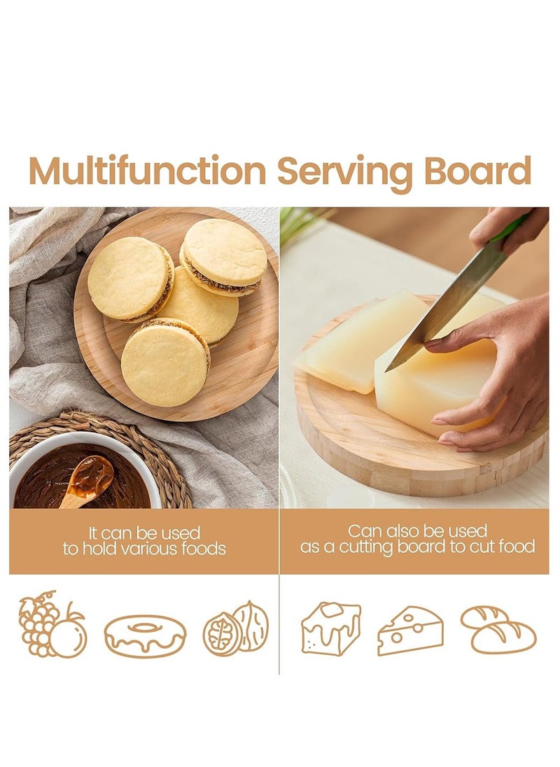 Generic Bamboo Cheese Board and Knife Set, 9.8inch Round Charcuterie Boards, Personalised Serving Platter with Slide-Out Drawers Design, Unique House Warming Gifts, New Home, Picnic，Holiday Gifts  - Image 4