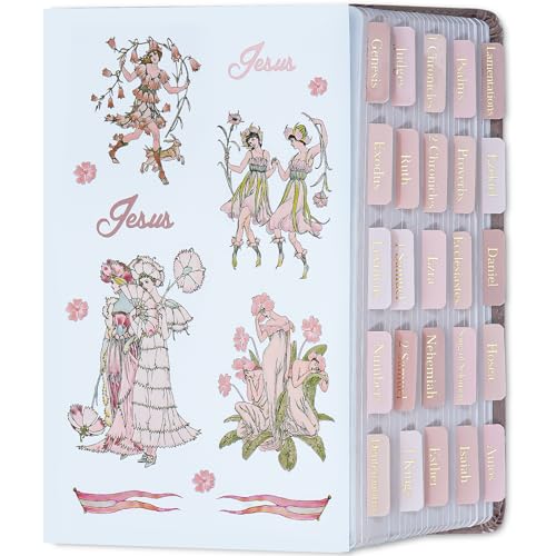 XKDOUS Pink Bible Tabs with Stickers, Laminated Gold Foil Large Print Bible Tabs for Women Men, 66 Bible Book Tabs for Old and New Testament, Additional 9 Blank Tabs for Study Bible (Ballet Pink) - Image 1