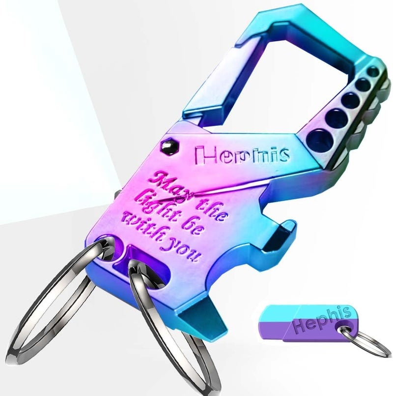 Hephis Skull Heavy Duty Key Chain,Car Emergency Escape Tool, Seat belt Cutter,Bottle Opener,Carabiner Car Key Chains - Image 1