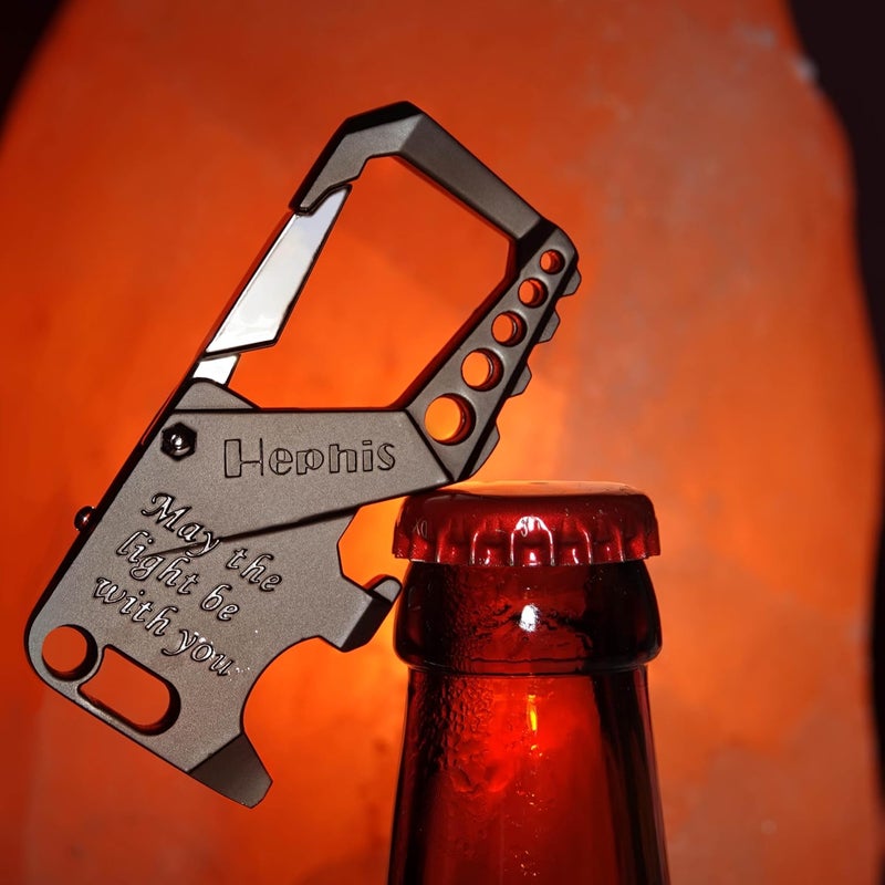 Hephis Skull Heavy Duty Key Chain,Car Emergency Escape Tool, Seat belt Cutter,Bottle Opener,Carabiner Car Key Chains - Image 2