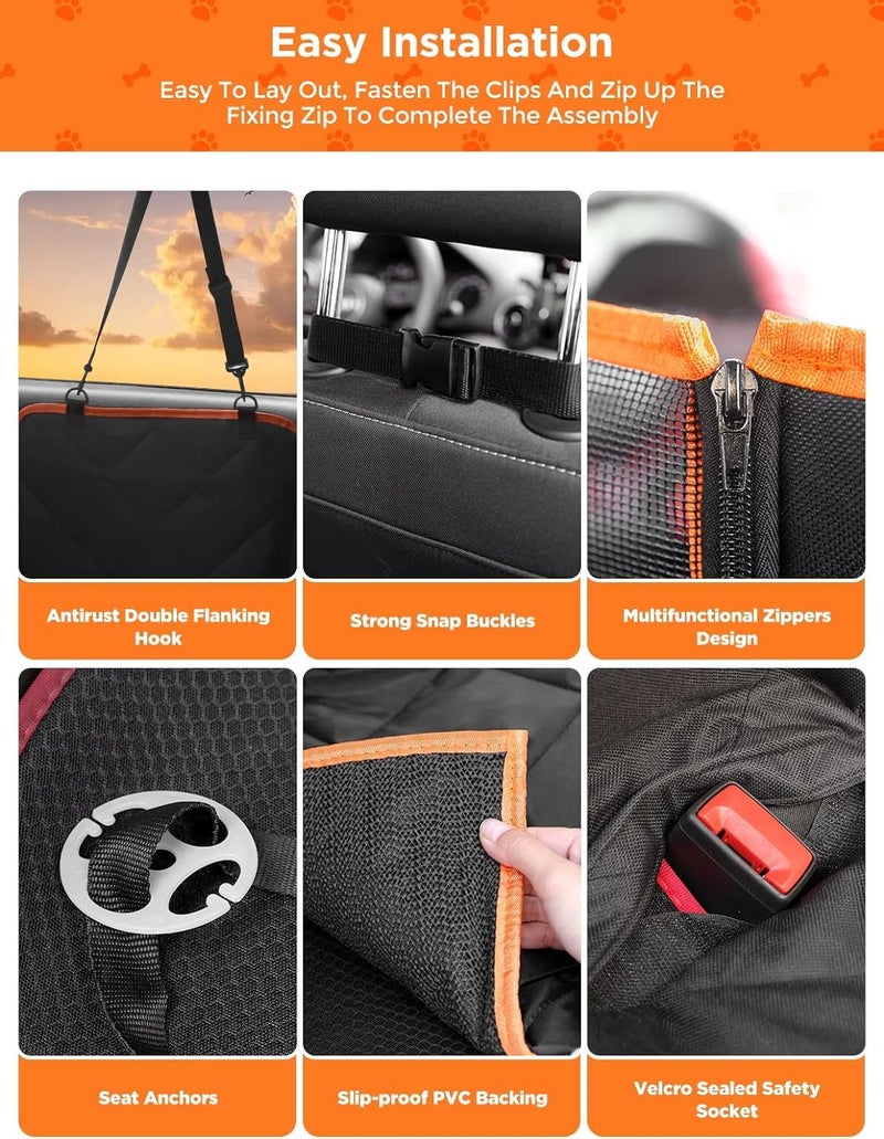 AMICA Dog Car Seat Cover,Scratchproof Waterproof Collapsible Dog Car Seat Covers,Car Seat Protector for Dogs with Mesh Window & Storage Pocket, Washable Dog Hammock (for Hatchback Cars) - Image 5