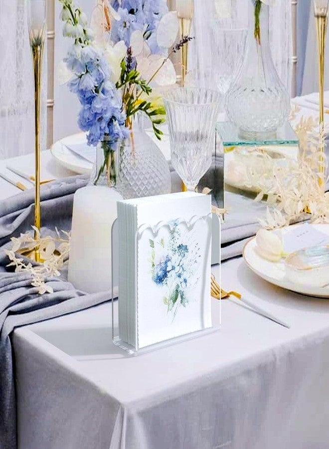 PITBVO Napkin Holder, 2 Pack Scalloped Acrylic Napkin Holder for Table, U-Shaped Cocktail Napkin Dispenser for Home Clear Tissue Dispenser for Kitchen Guest Towel Holder for Bathroom(2pcs Clear Scalloped) - Image 2