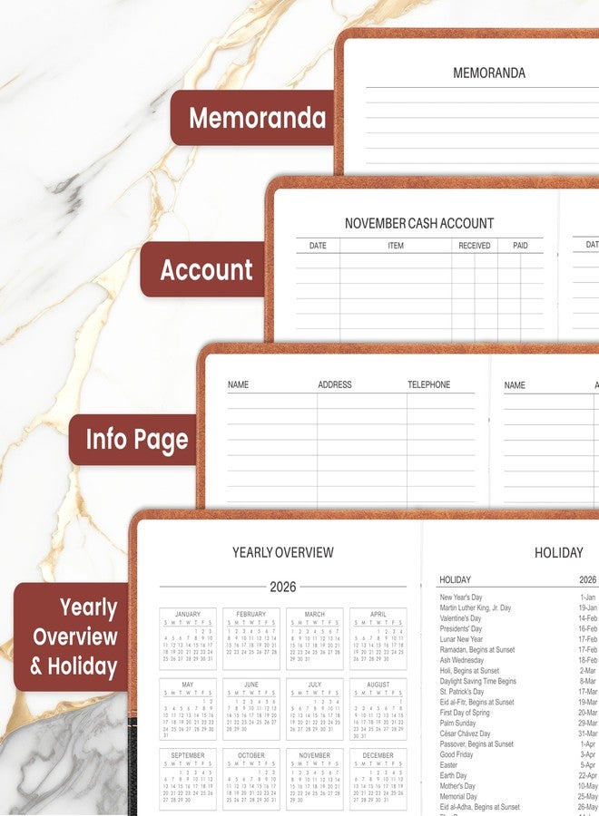 Lemome 2026-2027 Diary - Standard Diary, July 2026 - June 2027, Daily Planner 2026-2027, 5.8" x 8.4", Full Page Per Day, Hardcover, Brown - Image 4