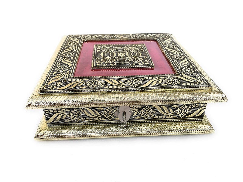 ROXA صندوق فواكه جاف خشبي مربع مزخرف (صندوق 4 أقسام، راجوايدي ميفا مؤكسد)، 20 سم طول x 20 سم عرض x 5 سم ارتفاع - Image 4