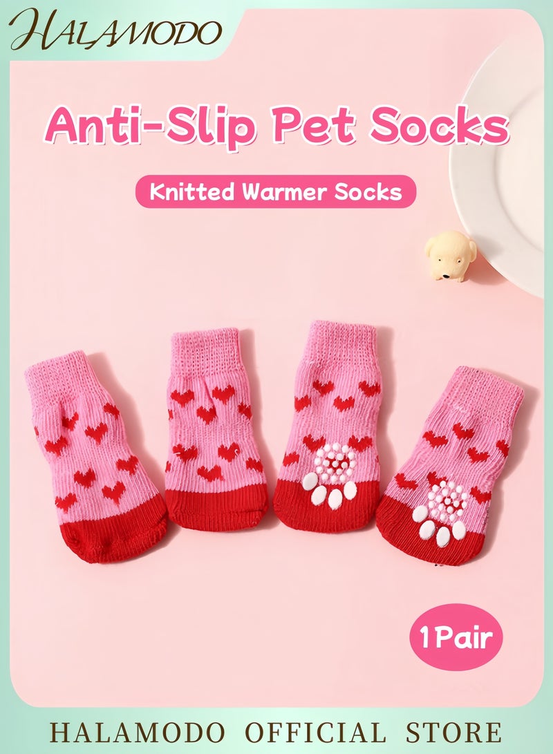 هالامودو جوارب ضد الانزلاق للكلاب واقيات مخلب مطاطية للقطط والكلاب جوارب غير قابلة للانزلاق للحيوانات الأليفة على الأرضيات الخشبية أحذية جذب للارتداء الداخلي - Image 1