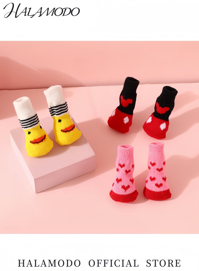 هالامودو جوارب ضد الانزلاق للكلاب واقيات مخلب مطاطية للقطط والكلاب جوارب غير قابلة للانزلاق للحيوانات الأليفة على الأرضيات الخشبية أحذية جذب للارتداء الداخلي - Image 3