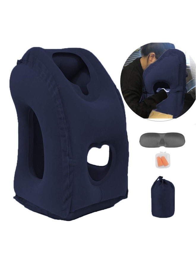 Kimiandy Inflatable Travel Pillow for Airplane, Inflatable Neck Air Pillow for Sleeping(Blue) - Image 1