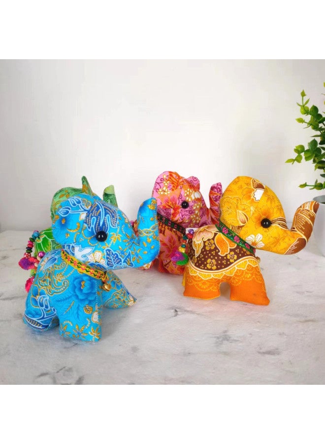 Thai Fabric Elephant Creative Ornaments Elephant Tourist Souvenir Ethnic Style Special Gift Cartoon Doll-Color:Medium Station Like (color Random) 14.5cm-Height:about 13.5cm - Image 5