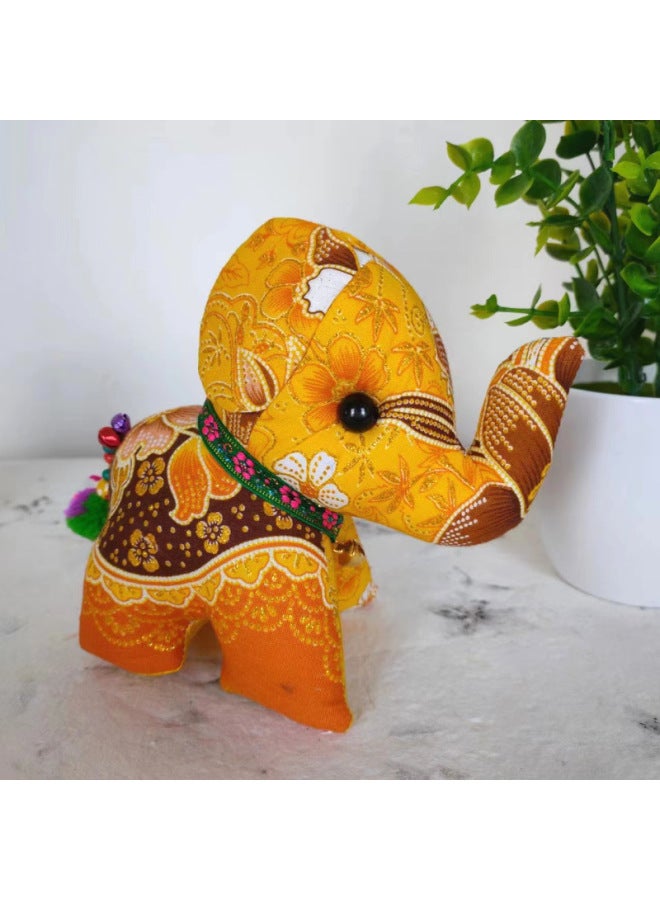 Thai Fabric Elephant Creative Ornaments Elephant Tourist Souvenir Ethnic Style Special Gift Cartoon Doll-Color:Medium Station Like (color Random) 14.5cm-Height:about 13.5cm - Image 3
