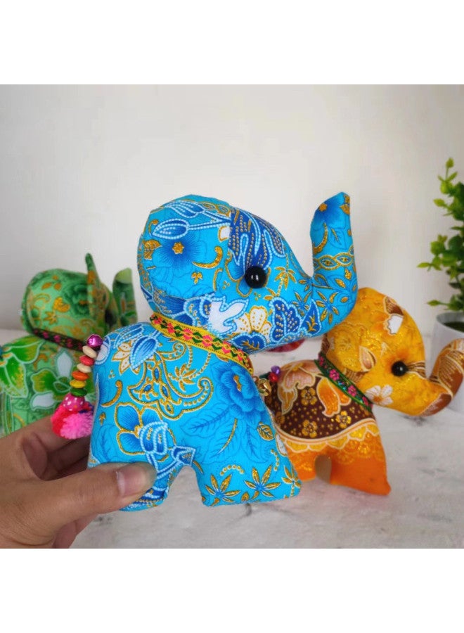 Thai Fabric Elephant Creative Ornaments Elephant Tourist Souvenir Ethnic Style Special Gift Cartoon Doll-Color:Medium Station Like (color Random) 14.5cm-Height:about 13.5cm - Image 2