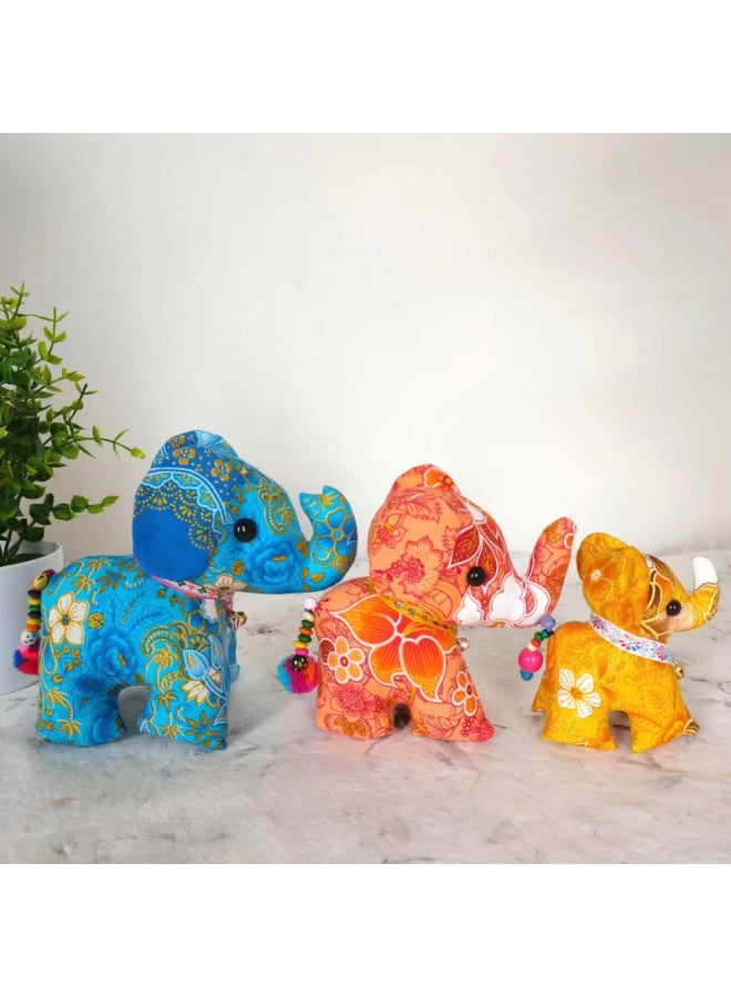 Thai Fabric Elephant Creative Ornaments Elephant Tourist Souvenir Ethnic Style Special Gift Cartoon Doll-Color:Medium Station Like (color Random) 14.5cm-Height:about 13.5cm - Image 4