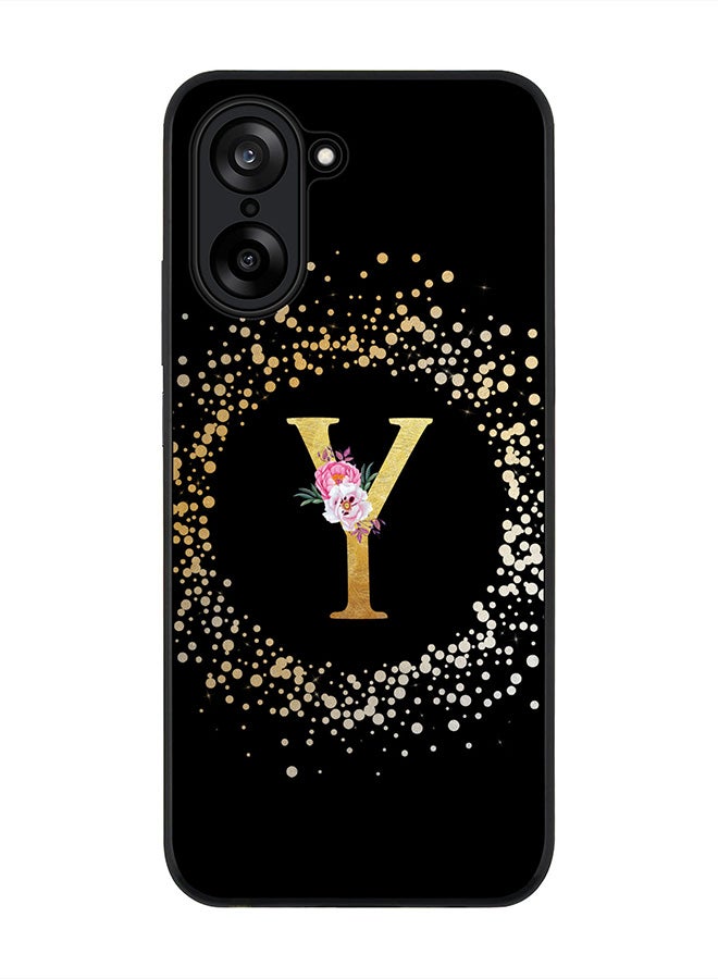 Stylizedd For OnePlus Nord CE5 / Ace 5 Racing Case,Slim fit Camera Protection, Shockproof Thin Phone cover  - Custom Monogram Floral - Y ( Black )