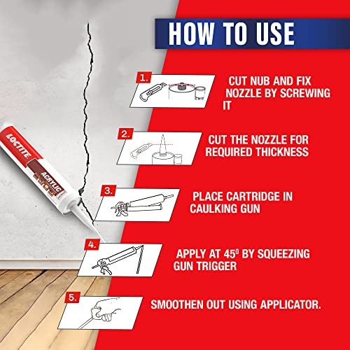 Loctite Acrylic sealant(White), Durable silicone sealant ideal for crack and joint filling in glass,wood,ceramic,stone,marble etc, dries in 30 mins, Effectively locks out air,dust and insects, 280ml - Image 4
