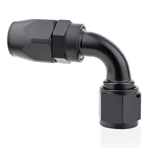 STPCTOU 10AN Hose End Fitting 90 Degree Swivel for Braided Fuel Hose Black Anodized Aluminum 90 Degree AN10 - Image 1
