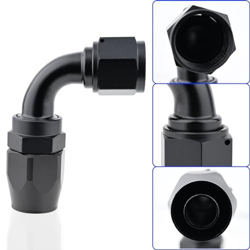 STPCTOU 10AN Hose End Fitting 90 Degree Swivel for Braided Fuel Hose Black Anodized Aluminum 90 Degree AN10 - Image 5