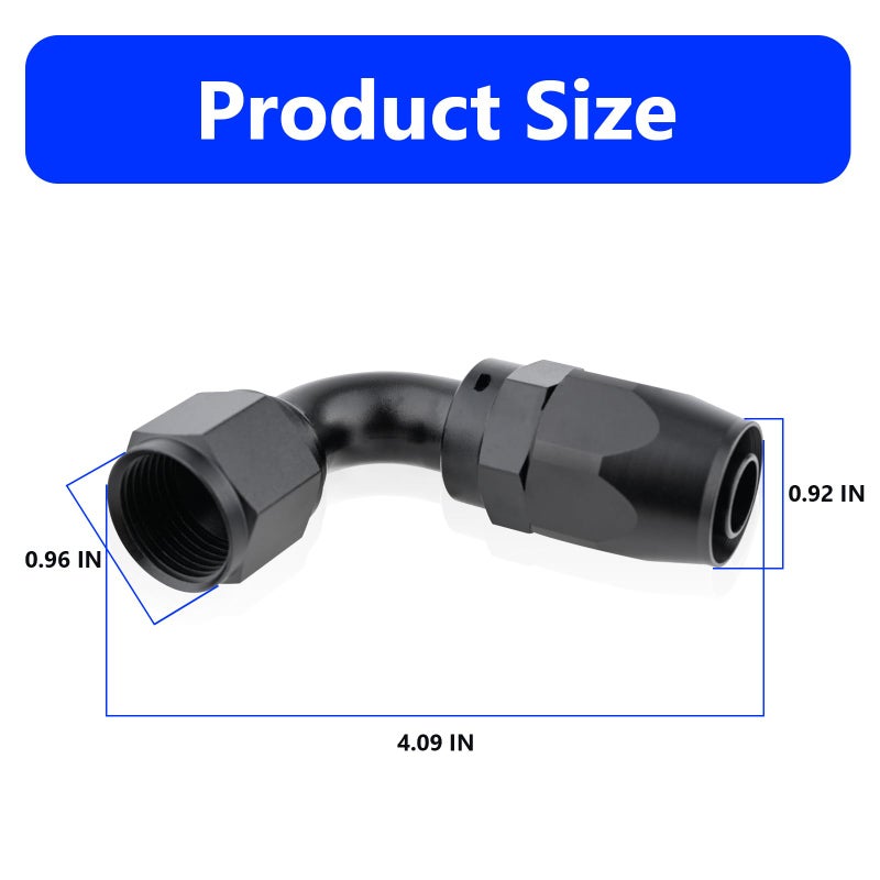 STPCTOU 10AN Hose End Fitting 90 Degree Swivel for Braided Fuel Hose Black Anodized Aluminum 90 Degree AN10 - Image 4