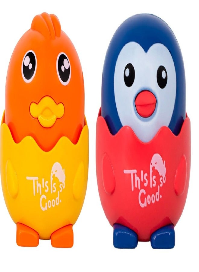 IndusBay® Set of 2, Cute Sliding Duck Car Press & Release Inertia Press Run Slide Mini Cartoon Animal Wind Up Toys for Infant Toddler Boy Girl Toys for Kids, Multicolor - Image 1