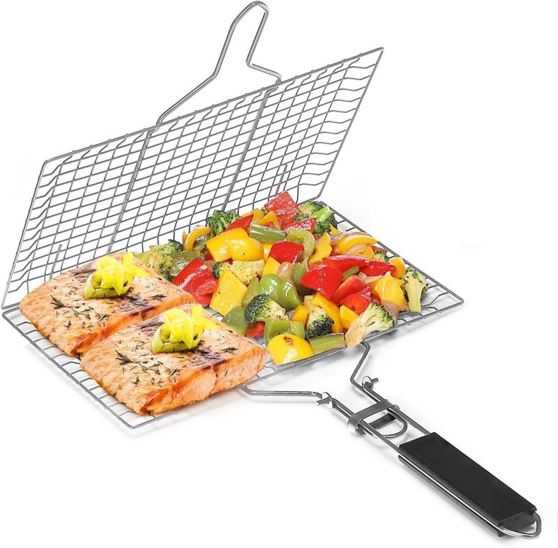 FRESHOME (46.5 x 24 x 2 cm) Stainless Steel Grill Basket Net Jali Roaster for Chapathi Toast, Barbeque Grill,Silver,Tandoori with Steel Jali - 5030 grill - Image 1