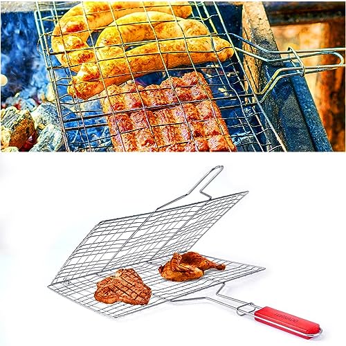 FRESHOME (46.5 x 24 x 2 cm) Stainless Steel Grill Basket Net Jali Roaster for Chapathi Toast, Barbeque Grill,Silver,Tandoori with Steel Jali - 5030 grill - Image 3