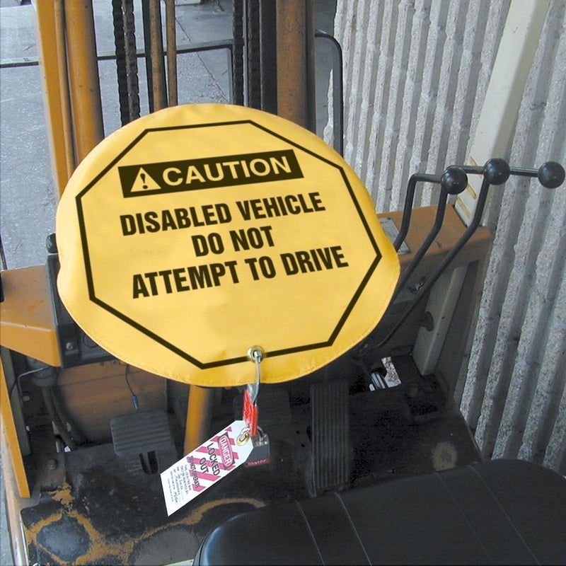 NMC Accuform Signs KDD736 STOPOUT Vinyl Steering Wheel Message Cover - Danger Warning - Image 2