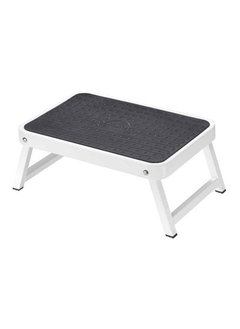 Hailo OneStep | Steel step | One large step with non-skid mat | Folding safety mechanism with unlocking button | Easy storage | Lightweight | White