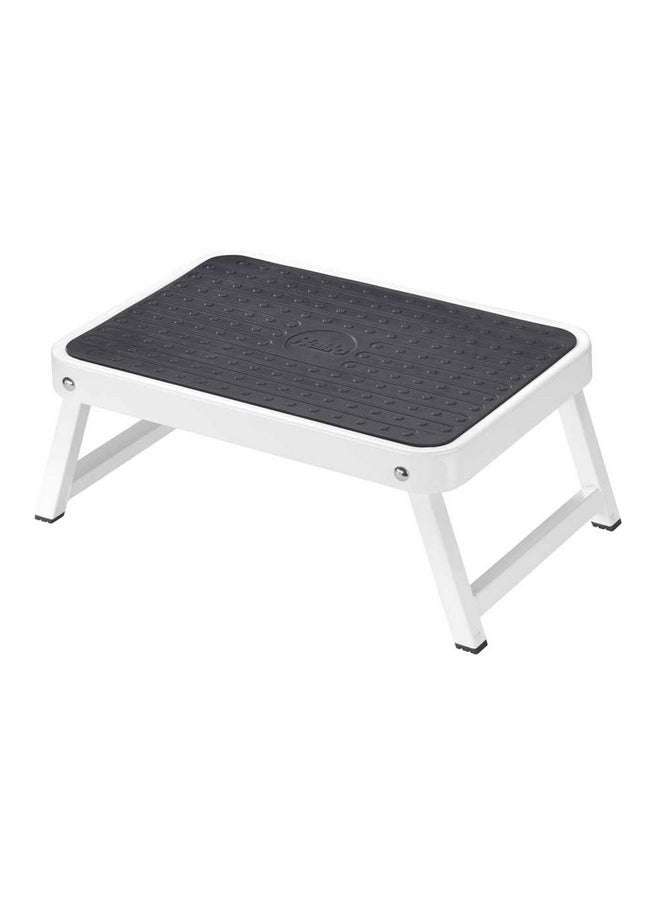 Hailo OneStep | Steel step | One large step with non-skid mat | Folding safety mechanism with unlocking button | Easy storage | Lightweight | White