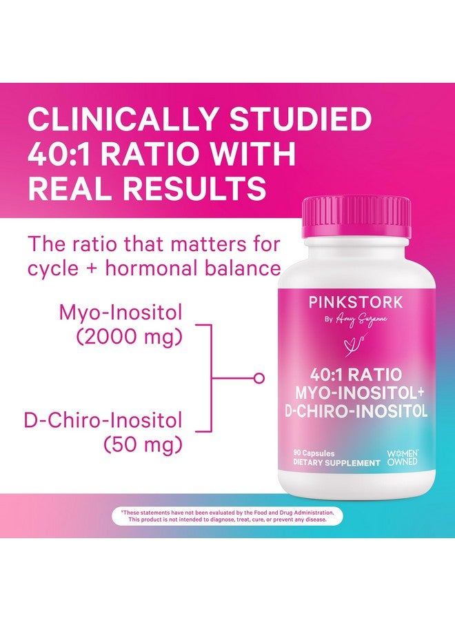 Pink Stork مكملات بينك ستورك ميو-إنوزيتول ودي-كيرو إنوزيتول - توازن هرموني للنساء - دعم المبايض - نسبة 40:1 - مكملات الخصوبة للنساء - 90 كبسولة، إمداد لشهر واحد - Image 2