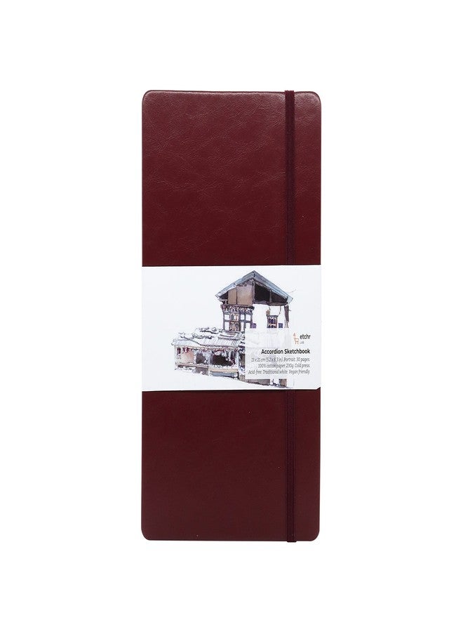 Etchr Watercolor Sketchbook Accordion 5x8in - 100% Cotton Watercolor Paper Journal - Cold Press Watercolor Paper - Use for Watercolor Gouache Mixed Media or to Sketch - Sketchbook for Watercolor - Image 1