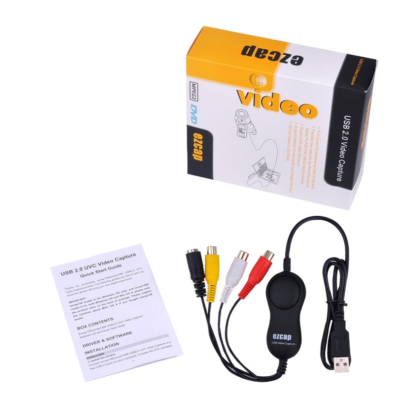 بطاقة التقاط الفيديو ezcap158 USB 2.0 UVC، محول الفيديو من VHS إلى رقمي، صندوق التقاط الفيديو يدعم مدخلات CVBS وفيديو S، يحول أجهزة VHS/دي في دي ومسجل الفيديو الكاسيتي (VCR) ومكشوف الفيديو ومشغل الألعاب إلى كمبيوتر محمول أو سطح المكتب - Image 3