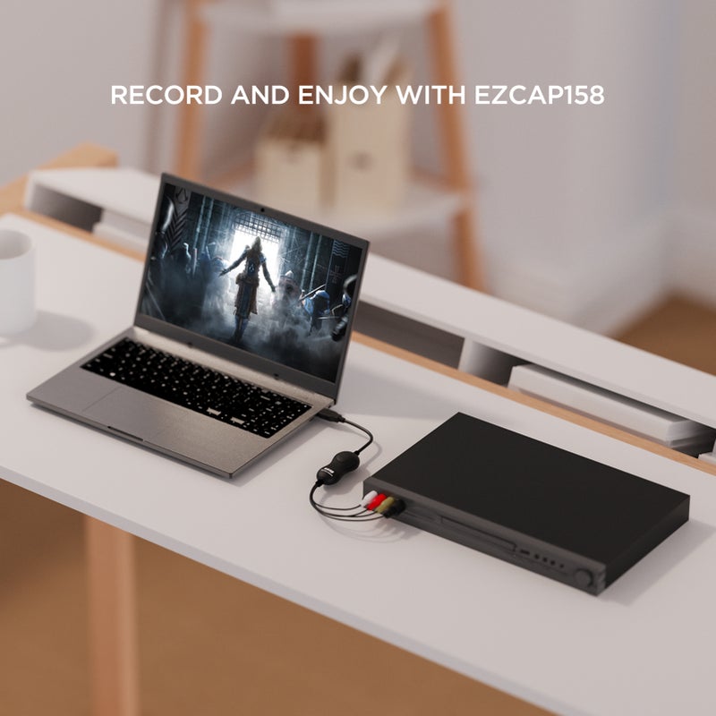 بطاقة التقاط الفيديو ezcap158 USB 2.0 UVC، محول الفيديو من VHS إلى رقمي، صندوق التقاط الفيديو يدعم مدخلات CVBS وفيديو S، يحول أجهزة VHS/دي في دي ومسجل الفيديو الكاسيتي (VCR) ومكشوف الفيديو ومشغل الألعاب إلى كمبيوتر محمول أو سطح المكتب - Image 2