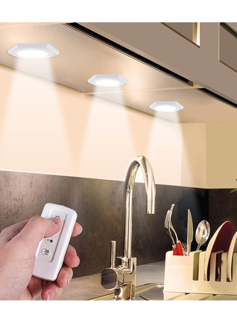 Yuwell Pack Of 3 Pcs LED Wall Light with Remote Wireless LED Cabinet Light With Adjustable Brightness and Timer Function Suitable For Kitchen, Bedroom, Study Room - Image 4