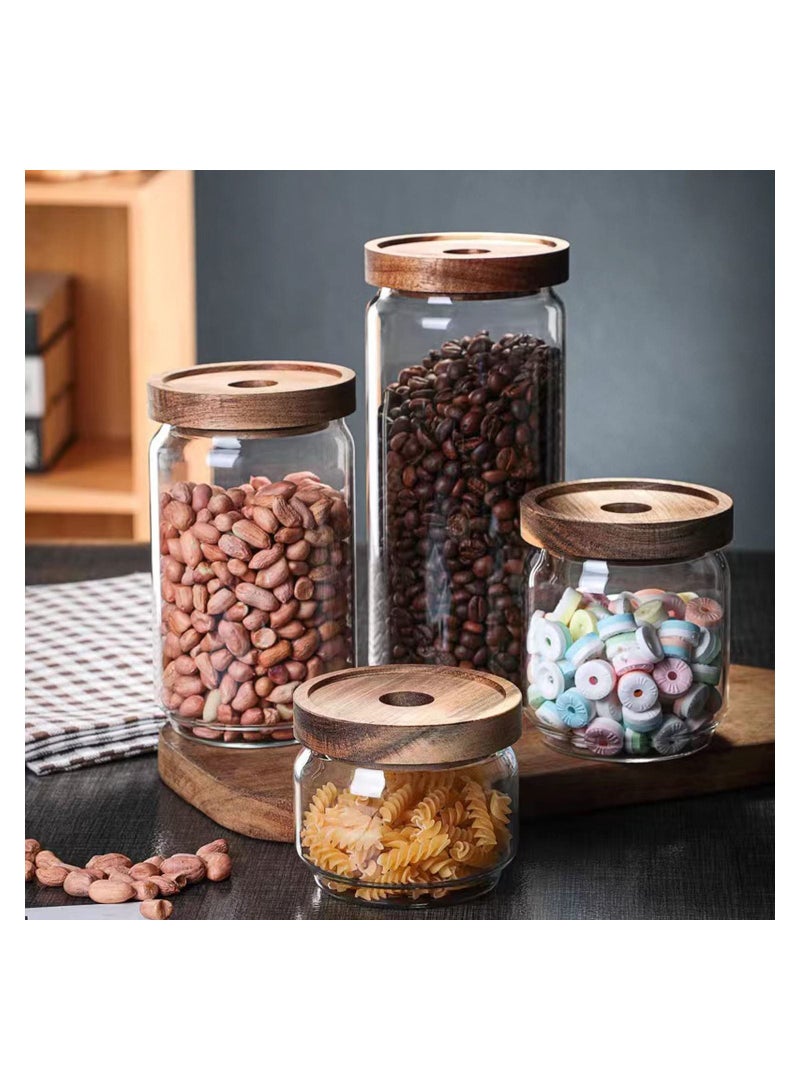 GGEROU Airtight Glass Storage Jar with Acacia Wood Air-tight Lid,3 Pack Borosilicate Glass Kitchen Canisters,500ml+800ml+1600ml - Image 4