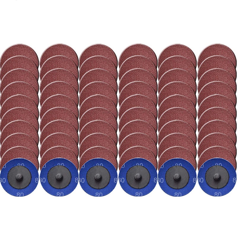 Tshya Quick Change Roll Lock Disc, 60 Pcs 80Grit 2 inch Sanding Discs Aluminum Oxide Coated Die Grinder Accessories, for Surface Prep (P80) - Image 1