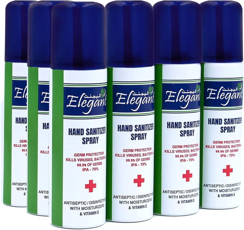 Elegant Hand Sanitizer Spray – 60ml – Pack of 12 – 70% IPA – Advanced Germ Protection – Moisturizers & Vitamin E - Image 1
