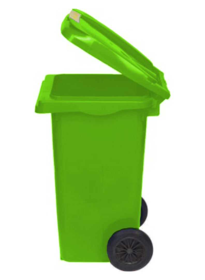 حلول أخلاقية Heavy Duty Plastic Garbage Bin 80 Litre with Wheel and Pedal -Kitchen and Outdoor Recycle Trash Can, Large Industrial Waste Bin (LIGHT GREEN)  - Image 4