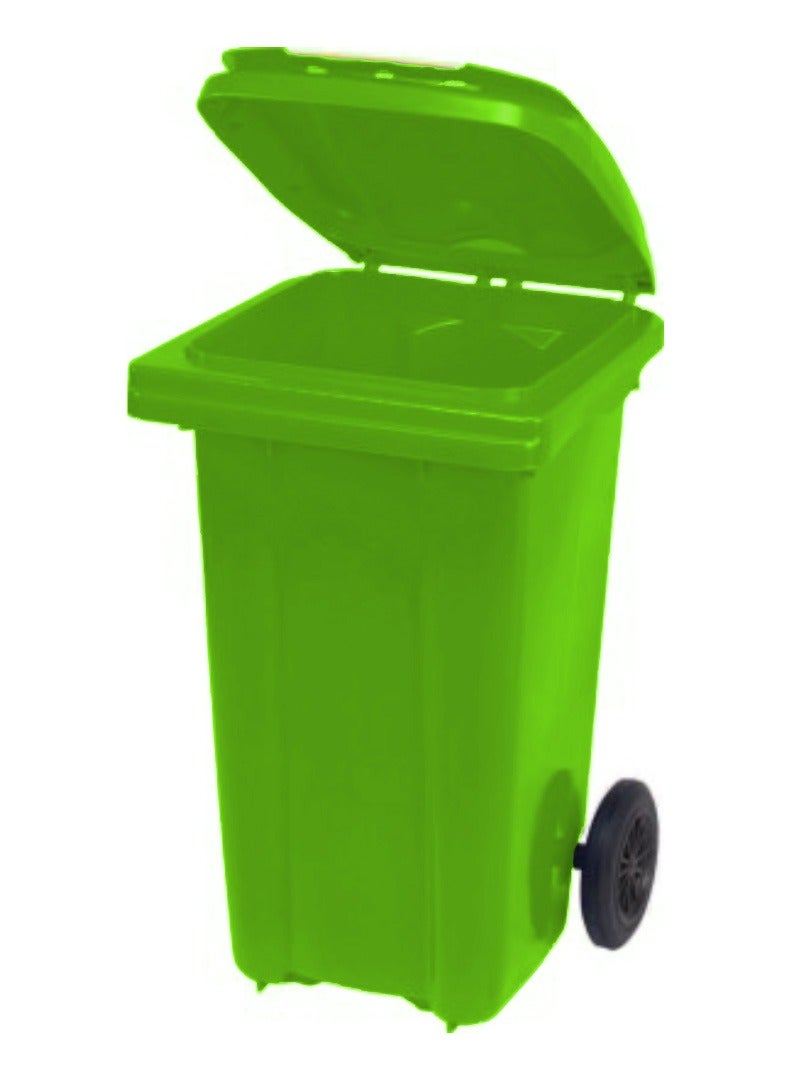 حلول أخلاقية Heavy Duty Plastic Garbage Bin 80 Litre with Wheel and Pedal -Kitchen and Outdoor Recycle Trash Can, Large Industrial Waste Bin (LIGHT GREEN)  - Image 2