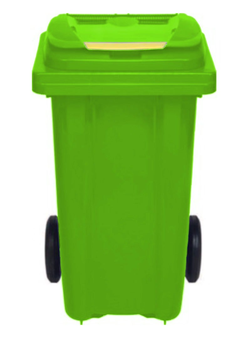 حلول أخلاقية Heavy Duty Plastic Garbage Bin 80 Litre with Wheel and Pedal -Kitchen and Outdoor Recycle Trash Can, Large Industrial Waste Bin (LIGHT GREEN)  - Image 3