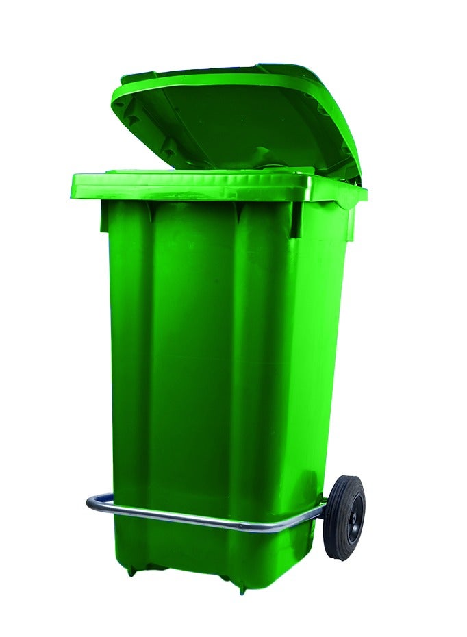 Heavy Duty Plastic Garbage Bin 80 Litre with Wheel and Pedal -Kitchen and Outdoor Recycle Trash Can, Large Industrial Waste Bin (LIGHT GREEN)