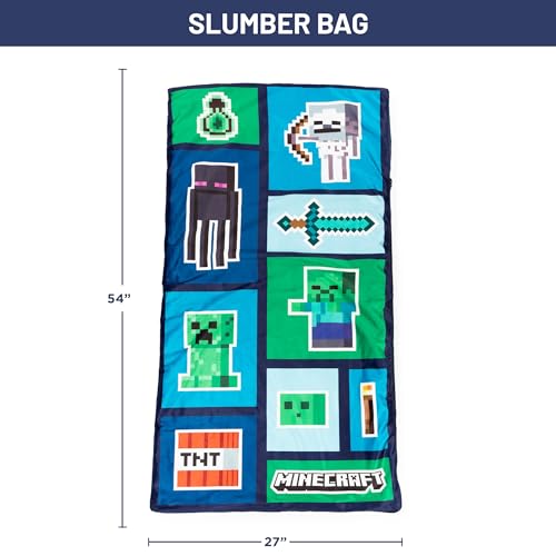 Jay Franco Minecraft Creeper 3 Piece Sleepover Set - Cozy & Warm Slumber Bag with Pillow & Eye Mask (Official Minecraft Product) - Image 2