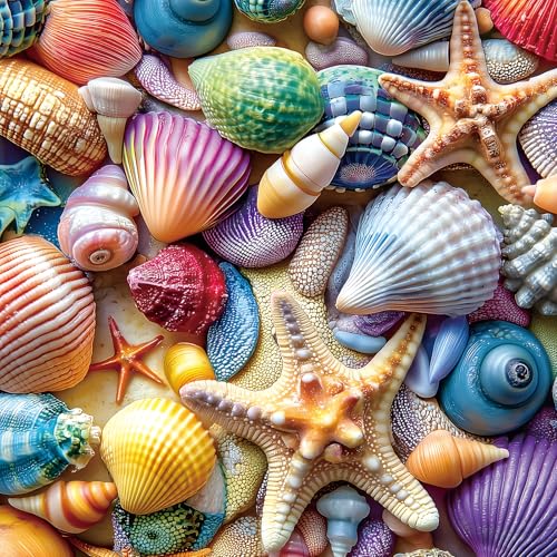 Blueforest 500 Piece Jigsaw Puzzle for Adults Ocean Seashells Starfish Theme Challenging Adult Puzzles with Vibrant Colors Premium Cardboard Jigsaw Puzzles for Stress Relief Home Decor - Image 1