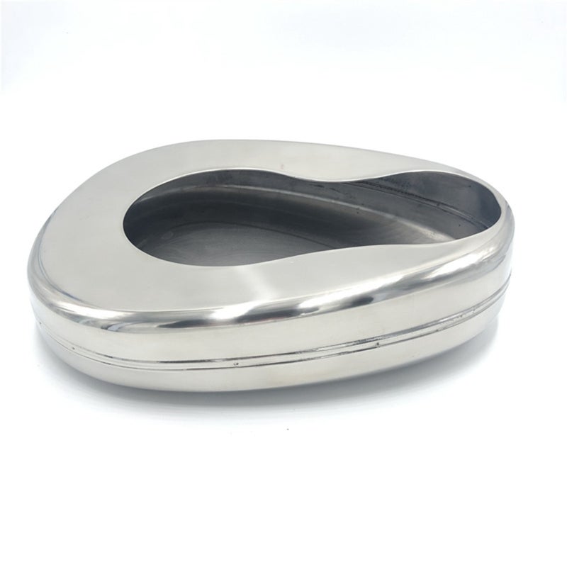 Stainless Steel Bedpan - Large Capacity Corrosion Resistant - Ergonomic Bedpan for Adults - Lightweight Portable Bed Pan for Hospital Home Wheelchair Users - Image 1