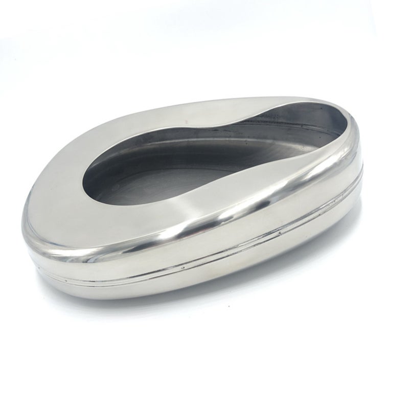 Stainless Steel Bedpan - Large Capacity Corrosion Resistant - Ergonomic Bedpan for Adults - Lightweight Portable Bed Pan for Hospital Home Wheelchair Users - Image 2