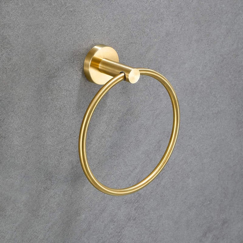 Set of Towel Holders Assorted Shapes - Towel Bar (Golden Round Ring Towel) - Image 2