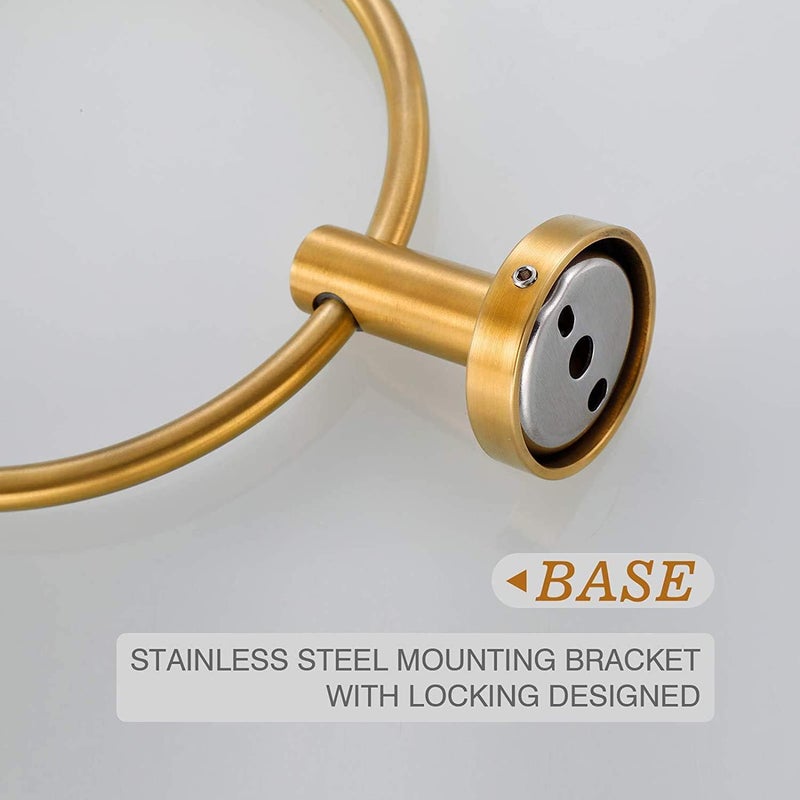 Set of Towel Holders Assorted Shapes - Towel Bar (Golden Round Ring Towel) - Image 3