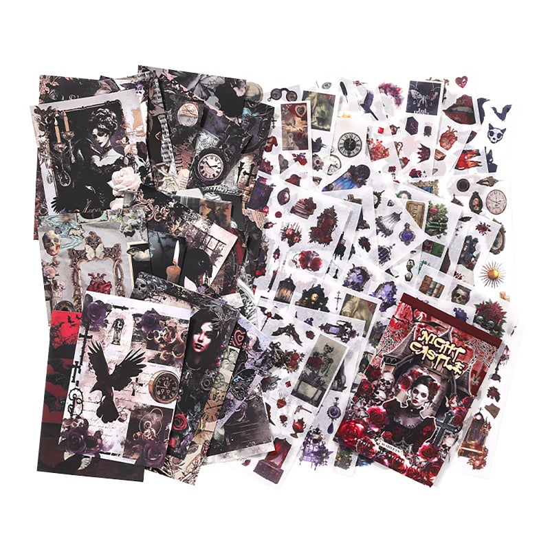 Auguro Dark Aesthetic Gothic Stickers 400 Pre-Cut Washi Stickers 20 Scrapbook Papers Horror Decals for Junk Journal Collage DIY Crafts Halloween Scrapbooking Sticker - Image 3