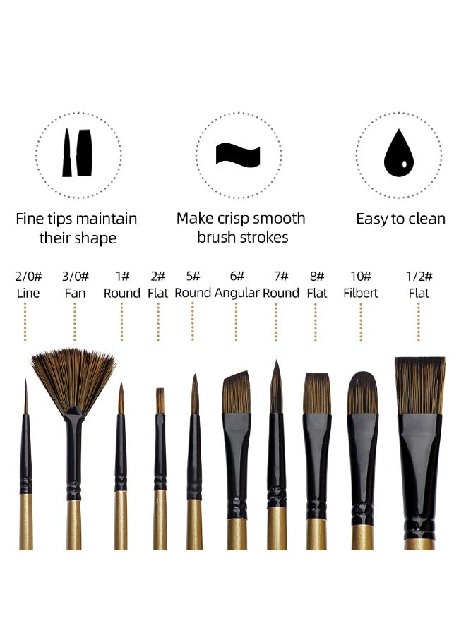Xinbowen 10 Pcs Paint Brush Set, Selected Nylon Bristles Art Brushes, Round Pointed Tip Mixed Head Painting Brushes for Acrylic Oil Watercolor, School Art Class, DIY Crafts, Artists Beginners and Students - Image 4