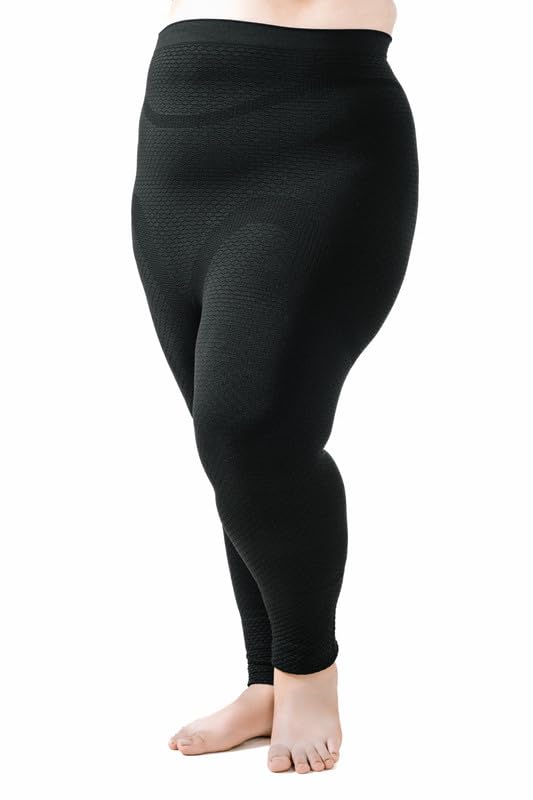 Bioflect® Compression Leggings with Bioactive Raised Massaging Knit - for Support and Comfort - Black XL - Image 2